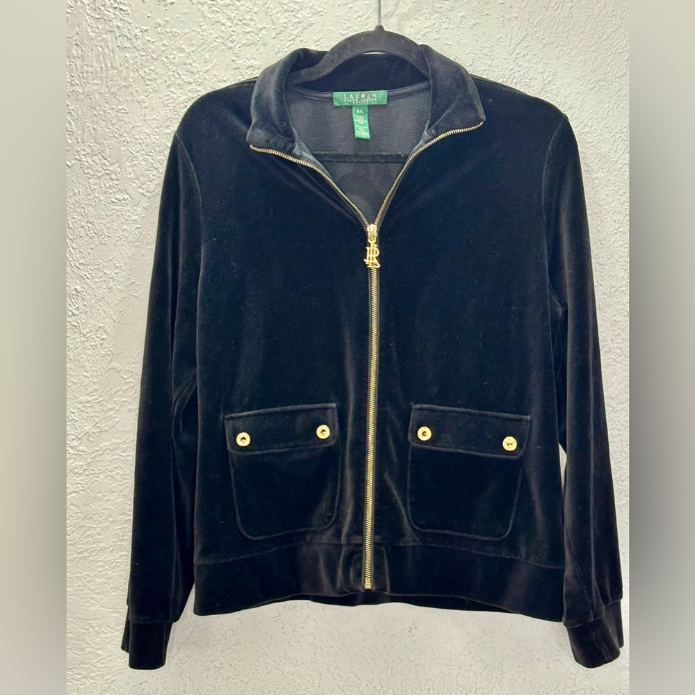 Lauren Ralph Lauren velour zip up Petite Large